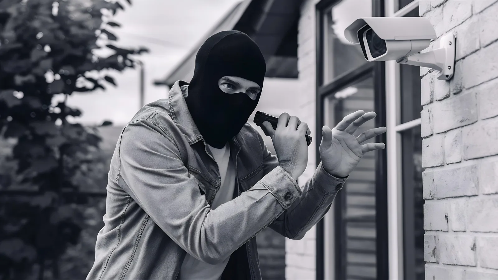 Einbrecher mit schwarzer Maske vor einem Haus – Einbruchsschutz Ratgeber 2026
